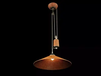 Rattan and brass potence ceiling lamp 3D model