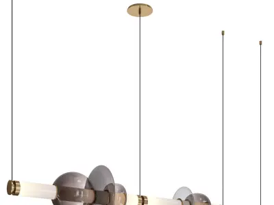 Linear minimalist LED pendant light Stellar Orbit Low-poly 3D model