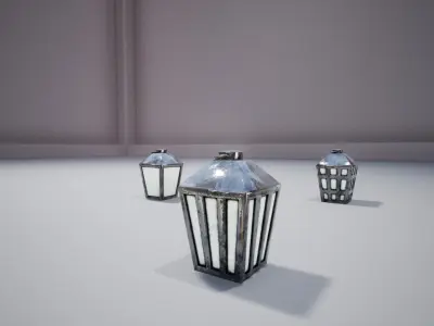 Lanterns three Low-poly 3D model