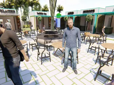 Conta courtyard with tables and chairs 3D model