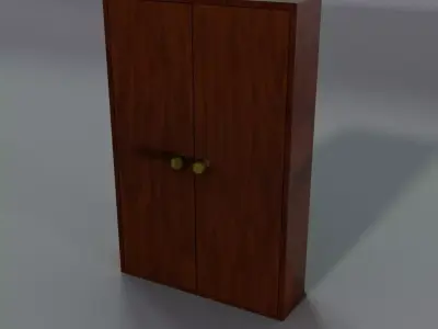 Cupboard wooden cabinet with two doors Free low-poly 3D model