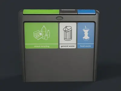 Street Trash Can 32 PBR Game Ready Low-poly 3D model