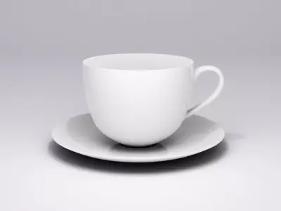 Empty white cup with plate  3D model