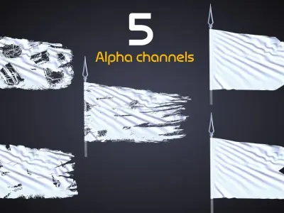 FLAG ANIMATED 3 SPEED OF WIND Low-poly 3D model