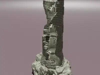 Ruined Lookout Tower Tabletop Terrain 28 mm 3D print model