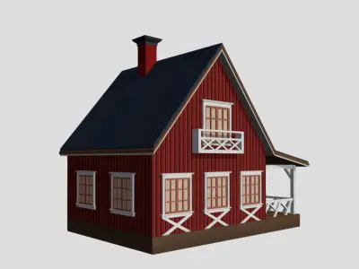 American Style Cottage - Town House Model Low-poly 3D model shop