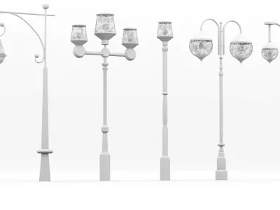 street lamp medieval Low-poly 3D model