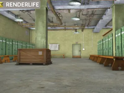 Vintage Locker room interior 3D model