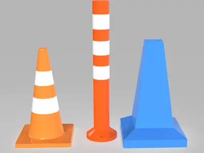 Traffic light Traffic Cone Low-poly 3D model