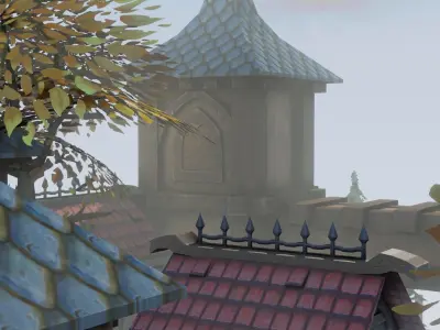 Medieval Village Low Poly - Animated Low-poly 3D model