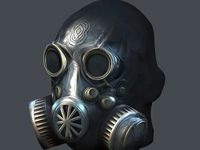 Gas mask helmet scifi Low-poly character art game space Low-poly 3D model 2