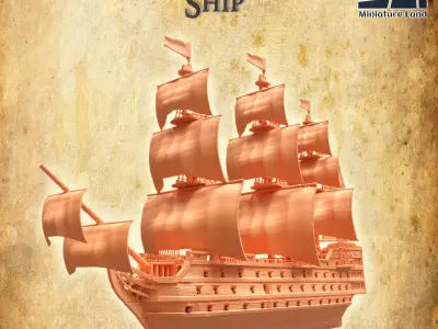 Manowar Ship Tabletop Terrain 28 MM 3D print model