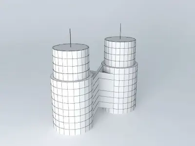 Cable 8 building with two towers 3D model