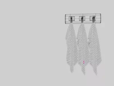 Elegant Kitchen Towels on Vintage Damask Wall Free low-poly 3D model