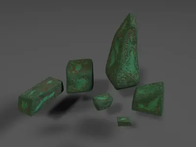 runned mossy stones Low-poly 3D model