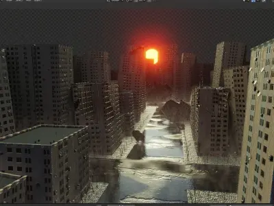 destroyed city-realistic 3D model