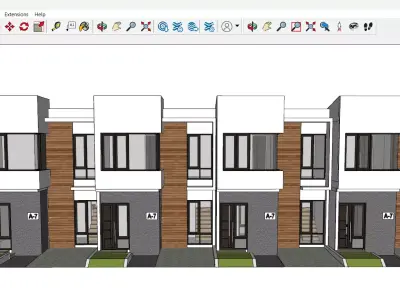 Modern Minimalist House Design 6x12m 49 sqm 2 Floors Skp Only Low-poly 3D model
