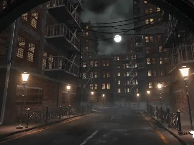 1900s Industrial Environment Low-poly 3D model