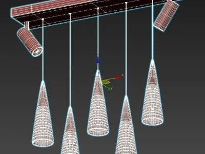 mandora1 five light pendant in gold with clear glass shades 3D model