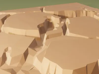 Isometric cliffs terrain Low-poly 3D model