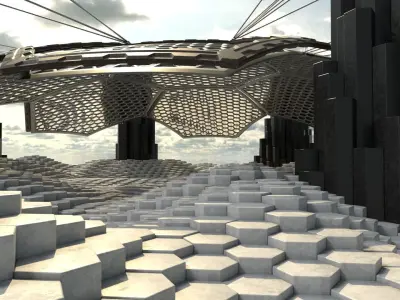 Sci Fi alien architecture landscape 3D model