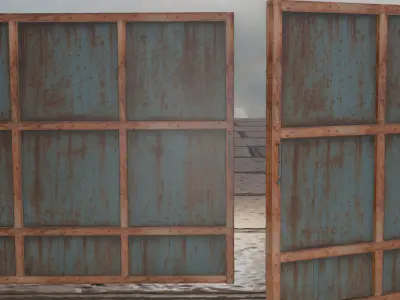 Rusty Industrial Gate  Game Ready Low Poly 3D Model Free low-poly 3D model