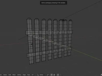 fence wooden picket Low-poly 3D model
