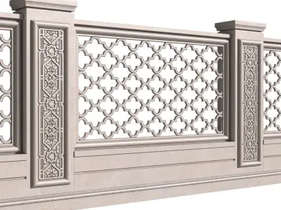 Fence in oriental style 3D model