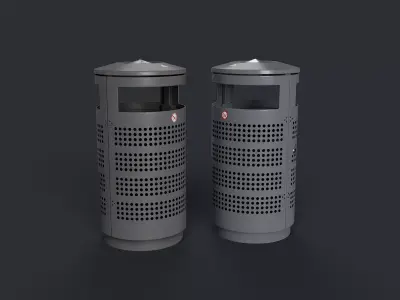 Street Trash Can 14 PBR Game Ready Low-poly 3D model