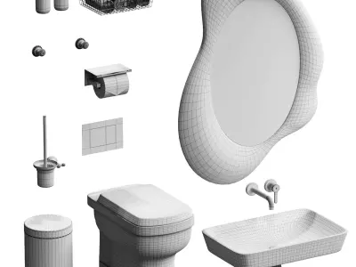 Bathroom accessories set 3D model