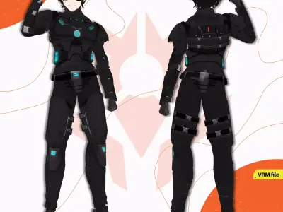 VRM ARMOR SCI FI COSTUME PLATES FULL SET MALE AND FEMALE 3D model