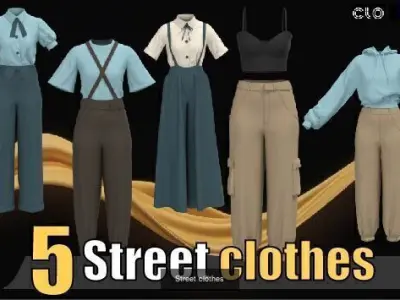 Jean and street clothes 3D Model Pack