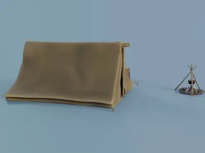 Camp Tier 2 Low-poly 3D model