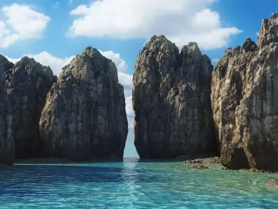 Rock islands Low-poly 3D model