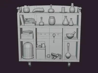 Low-poly shelf Low-poly 3D model