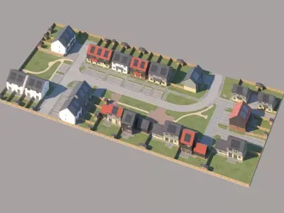 Typical  peaceful UK modern suburb neighbourhood 3D model