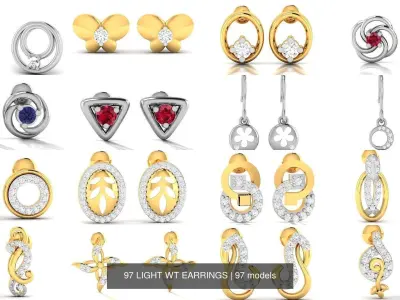 97 LIGHT WT EARRINGS 3D Model Pack