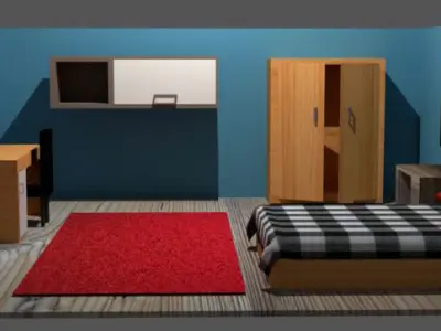 Classic room Low-poly 3D model