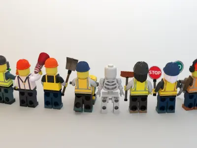 Lego 10 workers with tools model 3D model