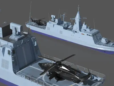  Corvette Class Ship with Attack Helicopter 