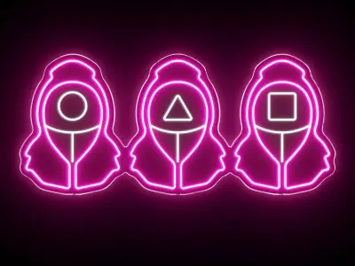 SQUID GAME Soldiers Neon Sign 3D model
