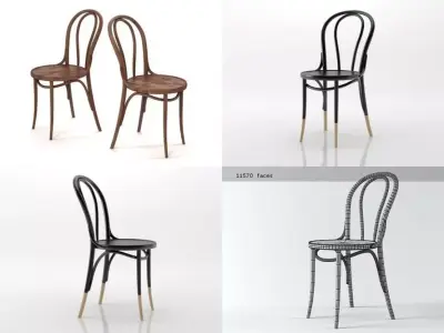 Marshall set of four wooden chairs 3D model