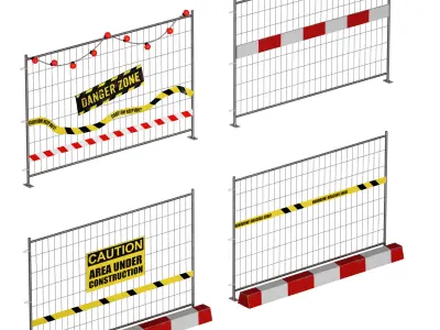 Construction fencing fence 3D model