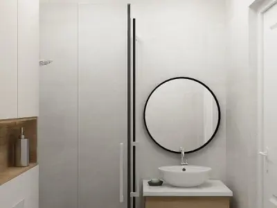 toilet modern bathroom with tiled floor 3D model