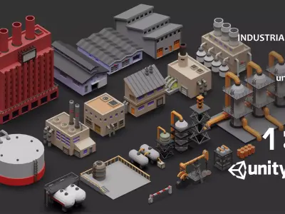 Industrial low poly asset Low-poly 3D model
