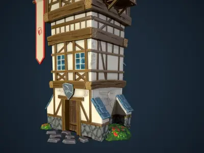 Bavarian tavern Low-poly 3D model