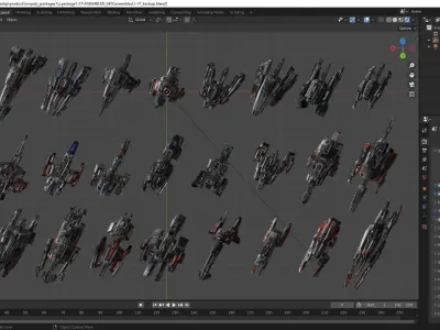 27 Lowpoly Sci-Fi Spaceship  Kitbash Bundle Pack Bundle Package Low-poly 3D model