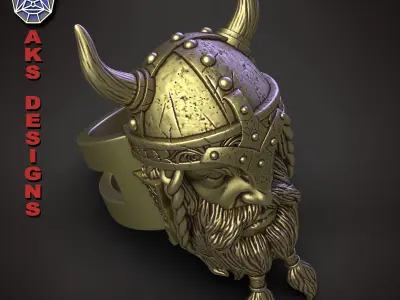 Ring organic jewelry Ancient Viking v1  3D print model