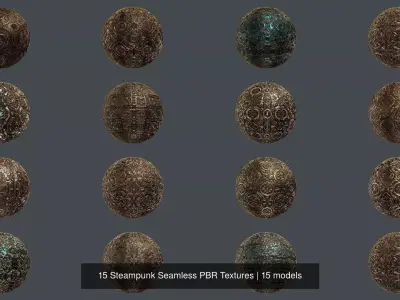 15 Steampunk Seamless PBR Textures Texture