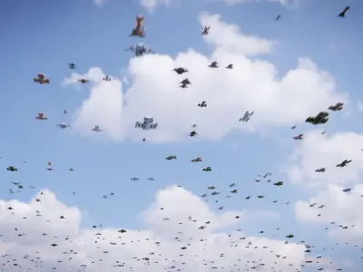 Traffic Spaceships Generator Low-poly 3D model